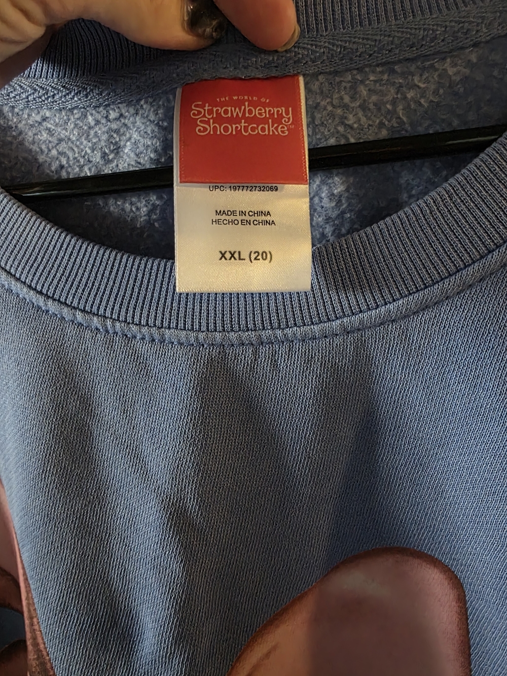 Blue Graphic Crewneck Sweater with Strawberry Cartoon - Picture 2 of 3